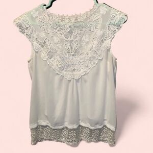 white lace top + camisole